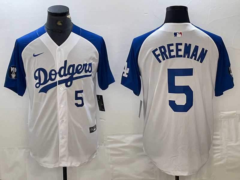 Men's Los Angeles Dodgers #5 Freddie Freeman Number White Blue Fashion Stitched Cool Base Limited Jersey,We sell and wholesale Men's Los Angeles Dodgers #5 Freddie Freeman Number White Blue Fashion Stitched Cool Base Limited Jersey on line form chian!